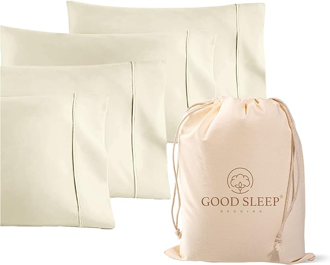 Set of 4 Pillow Cases Queen Standard, 800 TC 100% Egyptian Cotton, Silky Soft by GoodSleepBedding