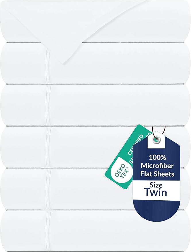 Royale Linens 6 Pack Bulk Flat Sheet Set by ROYALELINENS