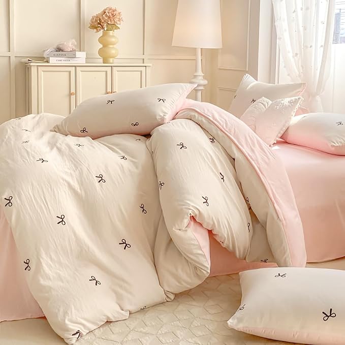 Nayoroom Bow Duvet Cover Queen Size Reversible Pink Coquette Duvet Cover 3 - Image 5