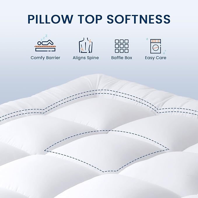 YUGYVOB Mattress Pad Extra Thick, and Breathable King Mattress Topper 8-21" - Image 2