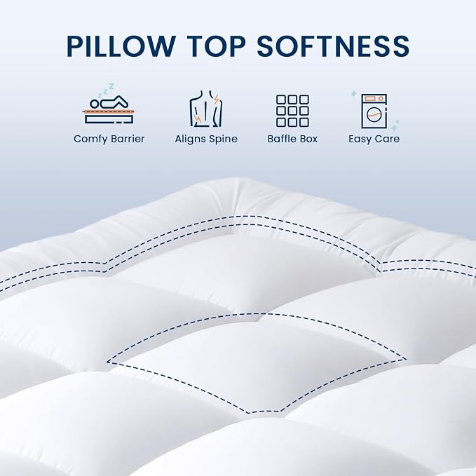 YUGYVOB Mattress Pad Extra Thick, and Breathable Twin Mattress Topper 8-21" - Image 2