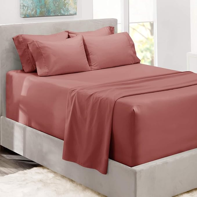Hearth & Harbor Bed Sheets, Luxury Soft 6 Piece Bed Sheet Set Extra Deep Pocket by HearthHarbor