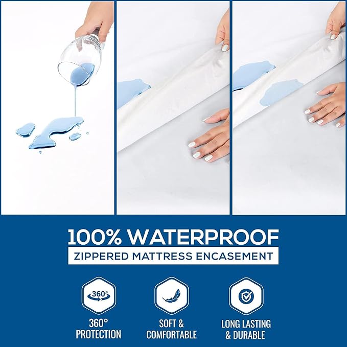 Utopia Bedding Mattress Protector Zippered Full XL Size, 100% Waterproof Bed - Image 3