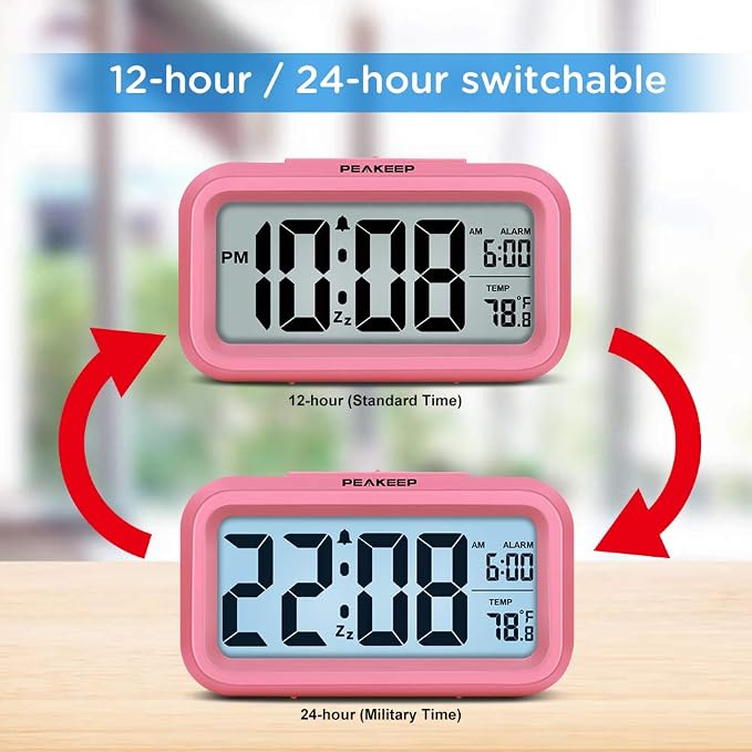 Peakeep Night Light Alarm Clock Battery Operated - Image 5