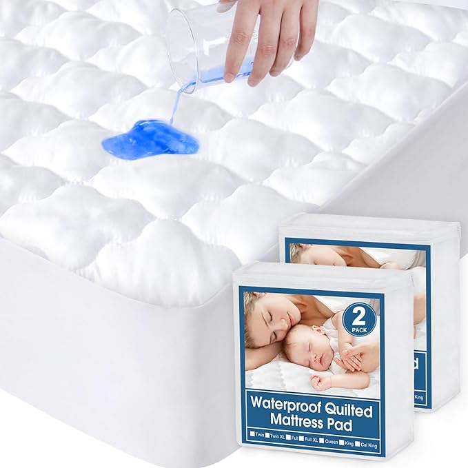 2 Pack Full Size Mattress Protector Pad Waterproof Quilted, Breathable & by SpringspiritBedding