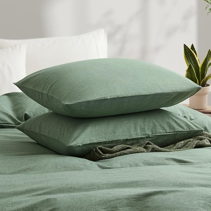 LOVQUE Duvet Cover Full Size, 100% Washed Cotton Linen Like Bedding Set - Image 3
