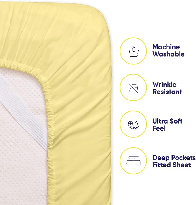 6 Piece Bed Sheet Set, Pale Yellow - Image 3