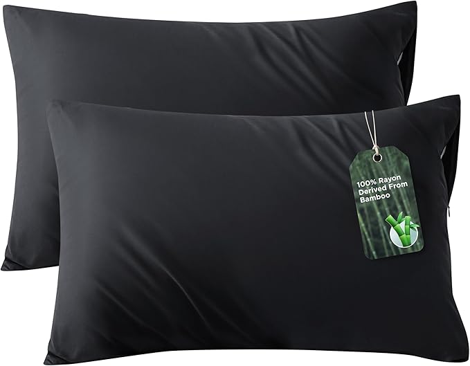 Bedsure Zipper Pillow Cases Queen, Cooling Pillow Cases Queen Size Set of 2 by BEDSURE