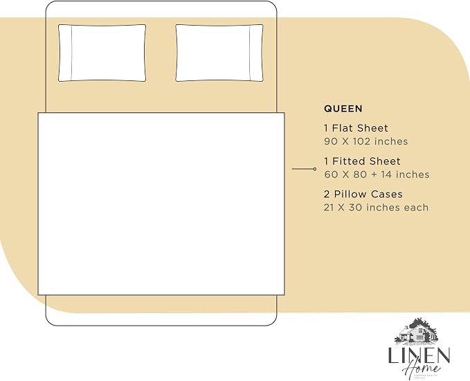 Linen Home 100% Cotton Percale Sheets Queen Size, Deep Pocket, 4 Pieces Set - Image 6