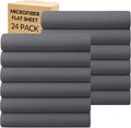 GOLD TEXTILES Full Flat Sheet 24 Pack – Brushed Microfiber Top Sheets by GOLDTEXTILES