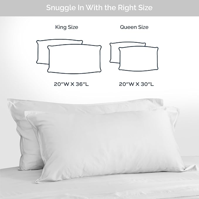 Pillow Cases Queen Size Set of 2 Pillowcases 100% Viscose from Bamboo Cooling - Image 6