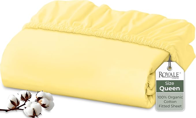 Royale Linens 100% Organic Cotton Fitted Sheet by ROYALELINENS