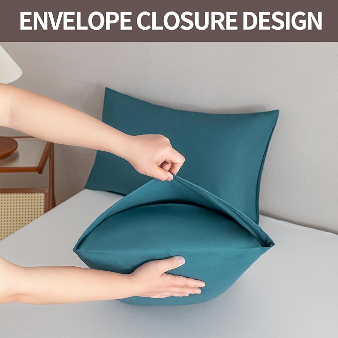 MINIPANDA Blue-Green Pillow Cases Set of 4 Queen Size - Image 4