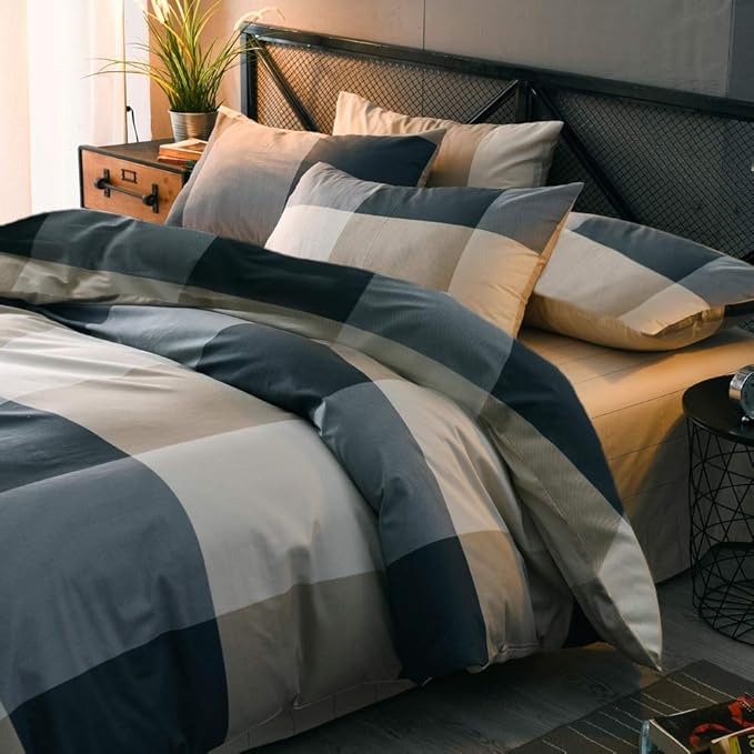 mixinni Twin XL Size Checkered Duvet Cover Set - Image 2