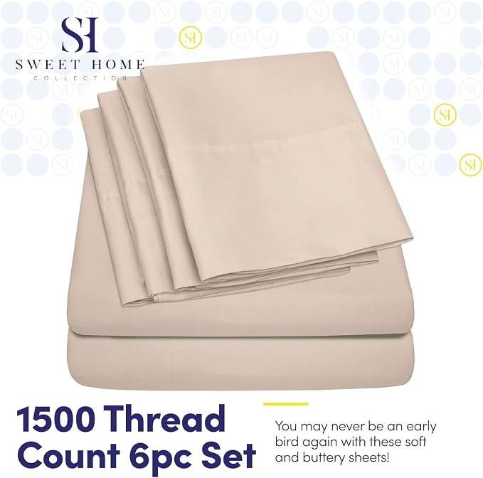 Sweet Home Collection 6 Piece 1500 Supreme Collection Brushed Microfiber Deep - Image 2