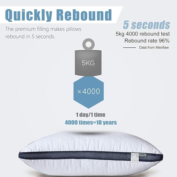 Meoflaw Pillows for Sleeping, Luxury Hotel Pillows Standard Size Set of 2 - Image 4