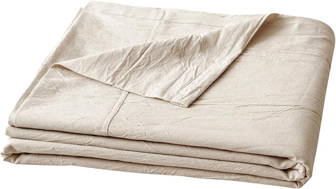 BESTOUCH Flat Sheet Only 100% Washed Cotton Linen Feel Wrinkle-Free, by BESTOUCH