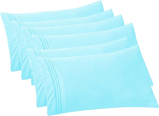 Elegant Comfort 6-PACK Solid Pillowcases 1500 Premium Hotel Quality Microfiber by ELEGANTCOMFORT