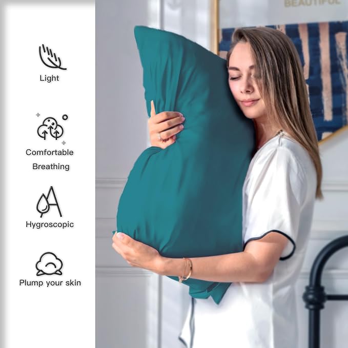 Silk Pillow Cases 2 Pack, Soft Breathable and Sliky Queen Size Pillow Cases Set - Image 3
