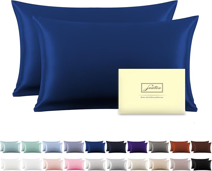 Silk Pillow Cases 2 Pack, Soft Breathable and Sliky Standard Size Pillow Cases by Suatien