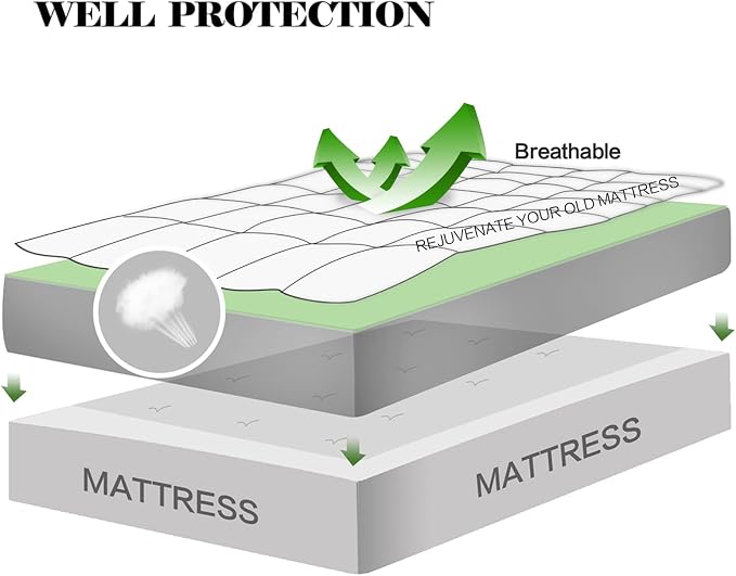 EASELAND King Size Mattress Pad Pillow Top Mattress Cover Quilted Fitted - Image 3