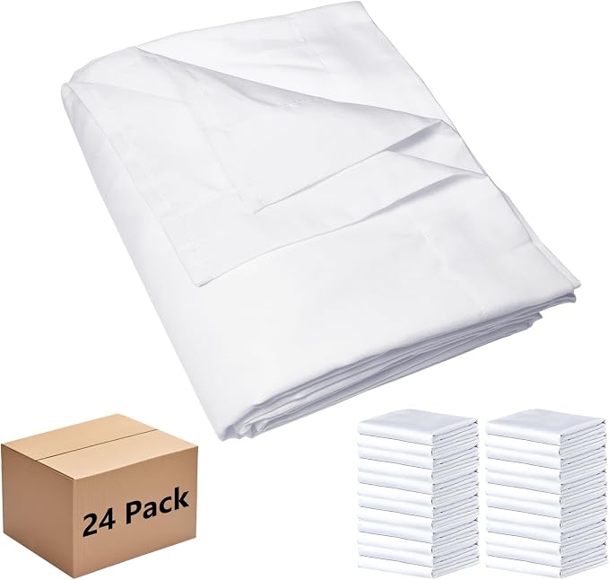 Bulk Queen Flat Sheets Only, Color-Coded Hem Threads, Wrinkle-Free Shrinkage by Culve