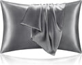 BEDELITE Satin Pillowcase with Zipper, Dark Grey King Size Pillow Cases Set of 2 by BEDELITE