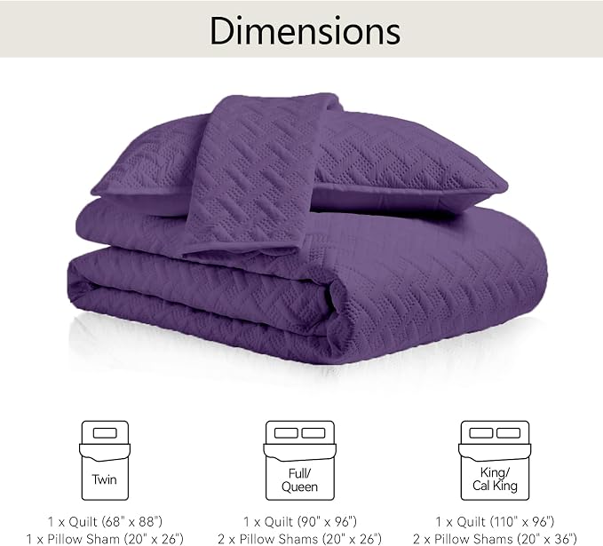 FLYMME Quilts Queen Size, Lightweight Purple Bedspreads, Basket Weave Pattern - Image 6