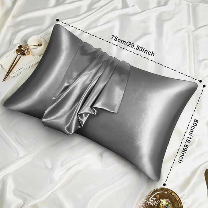 AUAUY 2 Pack Satin Silk Pillowcase, 19.69x29.53in Silk Pillowcases - Image 2