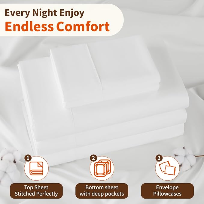 LBRO2M Split King Sheet Sets for Adjustable Bed 1000 Thread Count 100% Egyptian - Image 5