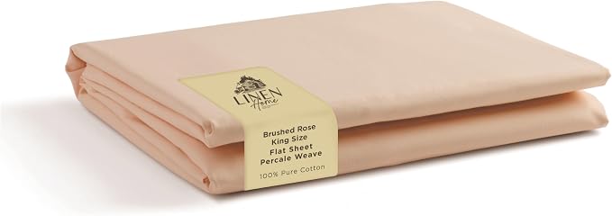 Linen Home 100% Cotton Percale 1 Flat Sheet, King Size by LINENHOME
