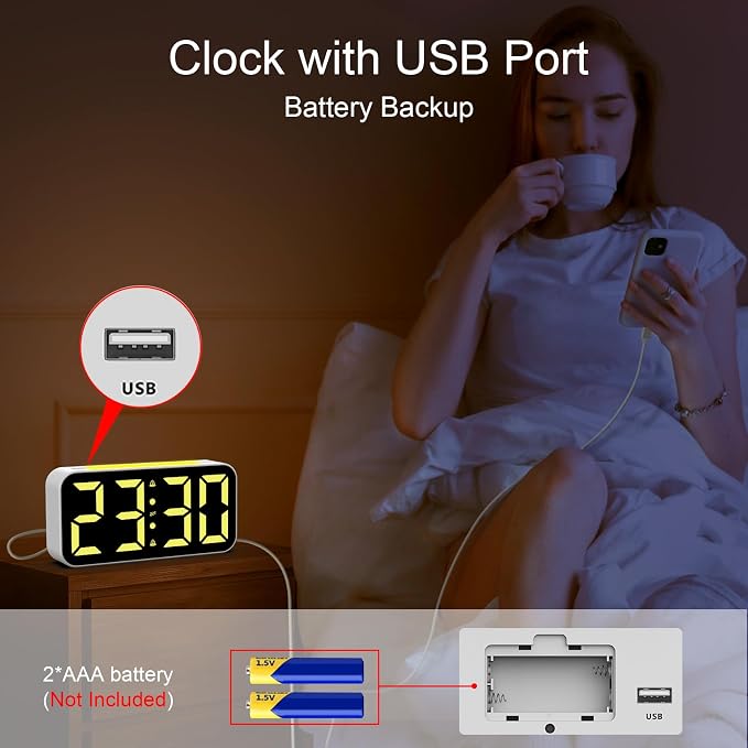 Topski Loud Alarm Clocks for Bedrooms Heavy Sleepers, Digital Bedside Clock - Image 7
