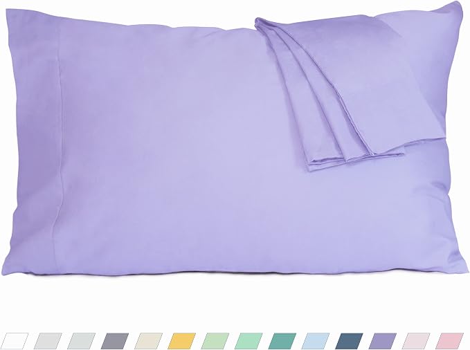 Pillow Cases, Standard Queen Size Cotton Percale Weave Pillowcases, Pre-Shrunk by HOMTEC