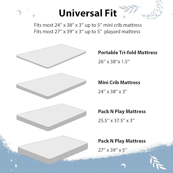 Baby Mini Crib Sheets Boy, Portable 38”x26” Pack and Play Sheets Fitted - Image 8
