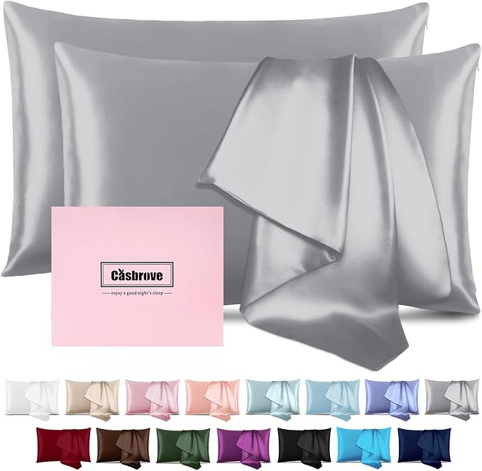Silk Pillow Cases 2 Pack Mulberry Silk Pillowcases Soft Breathable Both Sided by Casbrove