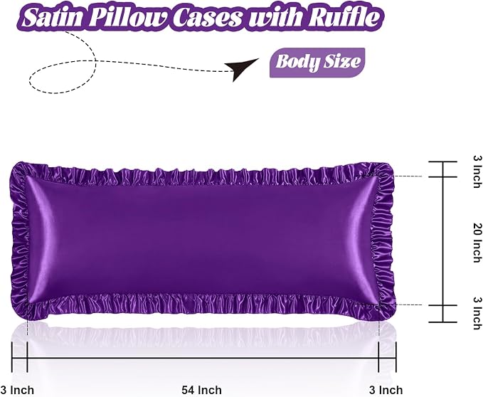 Homiest Ruffle Satin Body Pillow Cover, Silky Satin Body Pillowcase - Image 3