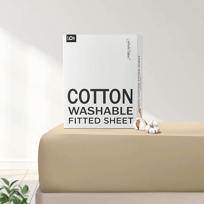 FreshCulture Pure Cotton Fitted Sheets Queen Size, 300 Thread Count Percale by FreshCulture