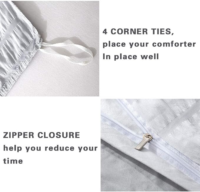 AveLom Light Gray Duvet Cover King, 3 Pieces, Seersucker Striped Soft Washed - Image 4