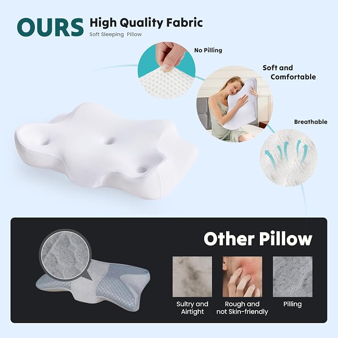 DUMOS Cervical Neck Pillow for Sleeping, Cooling Ergonomic Memory Foam Pillow - Image 2