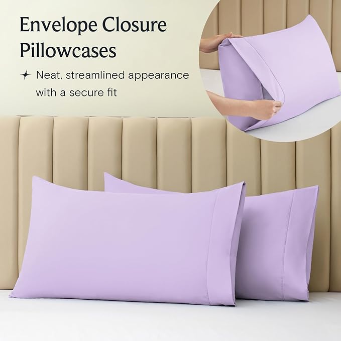 LuxClub 4 PC Full Sheet Set, Deep Pockets Wrinkle Free Cooling Bed Sheets Hotel - Image 8