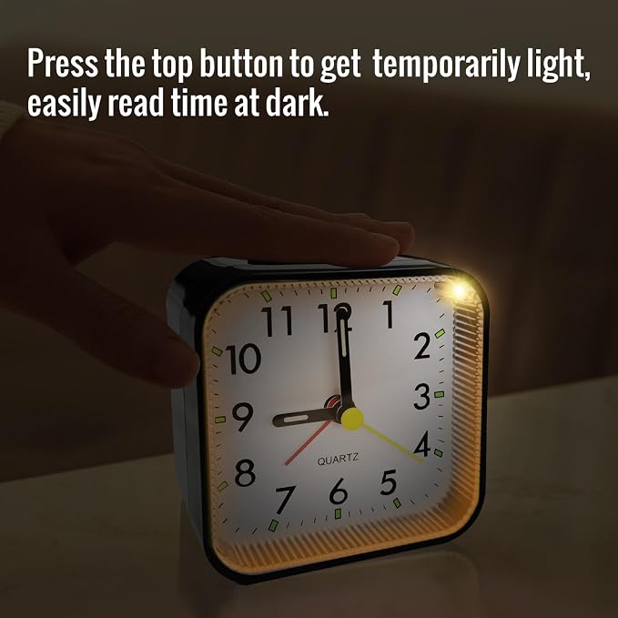 Lamisola Small Analog Travel Alarm Clock, Battery Operated Desk Table Shelf - Image 4