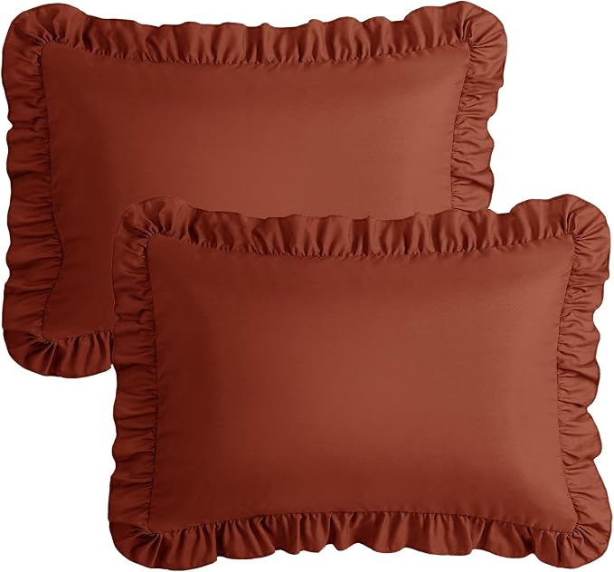 KKJIAF Ruffle Pillow Cases Queen Size Set of 2, Ruffled Pillow Covers - Image 7