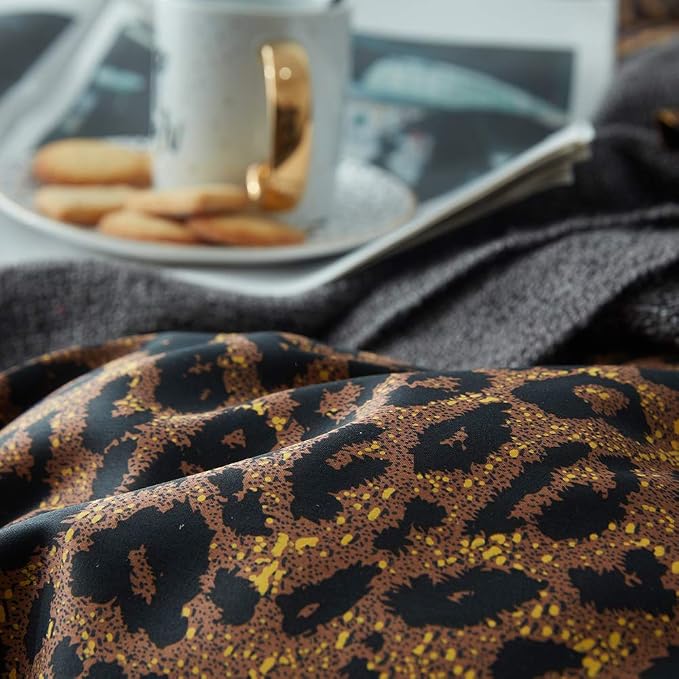 mixinni Leopard Print Duvet Cover Queen Size Long Staple Cotton Queen Bedding - Image 4