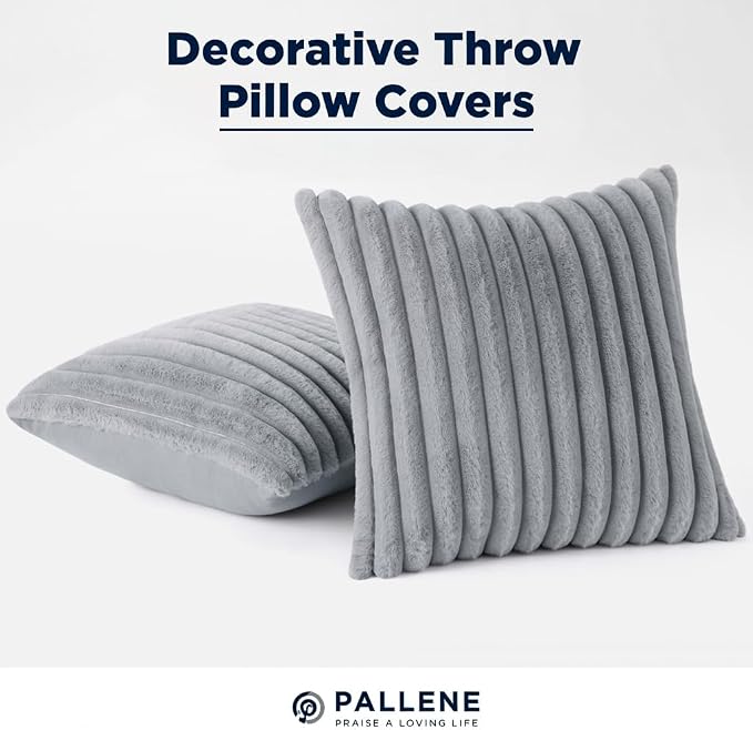 Pallene Faux Fur Plush Throw Pillow Covers 16x16 Set of 2, Luxury Soft Fluffy - Image 9