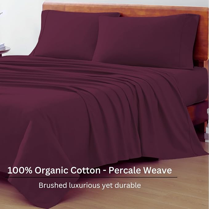 LANE LINEN 100% Organic Cotton Sheets King Size, Machine Washable Fully - Image 3