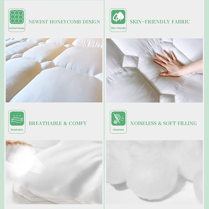 UNILIBRA Queen Size Mattress Pad Cooling Rayon from Bamboo, Quilted Fitted - Image 3