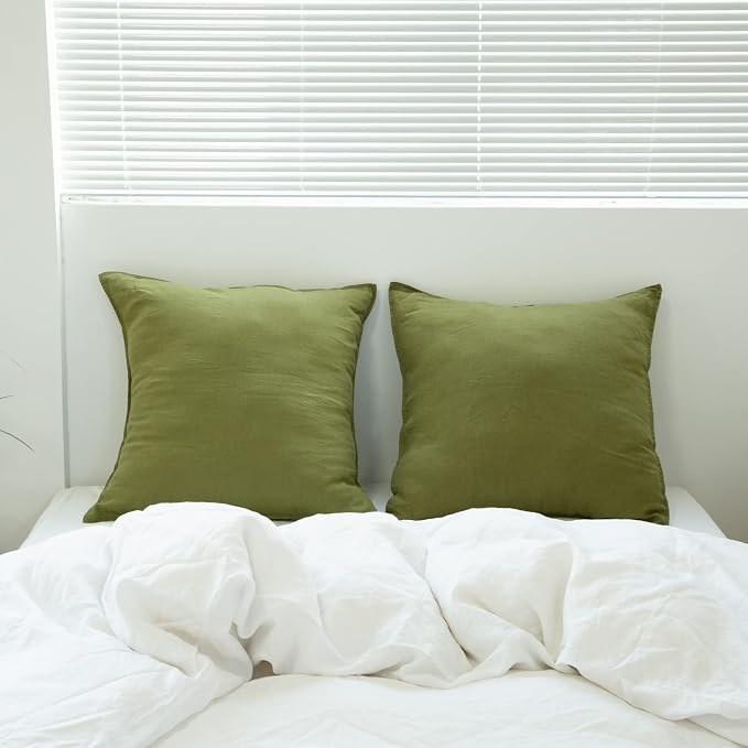 Simple&Opulence 100% Washed Linen Euro Shams 26'' x 26'' Pack of 2, Basic Style - Image 5
