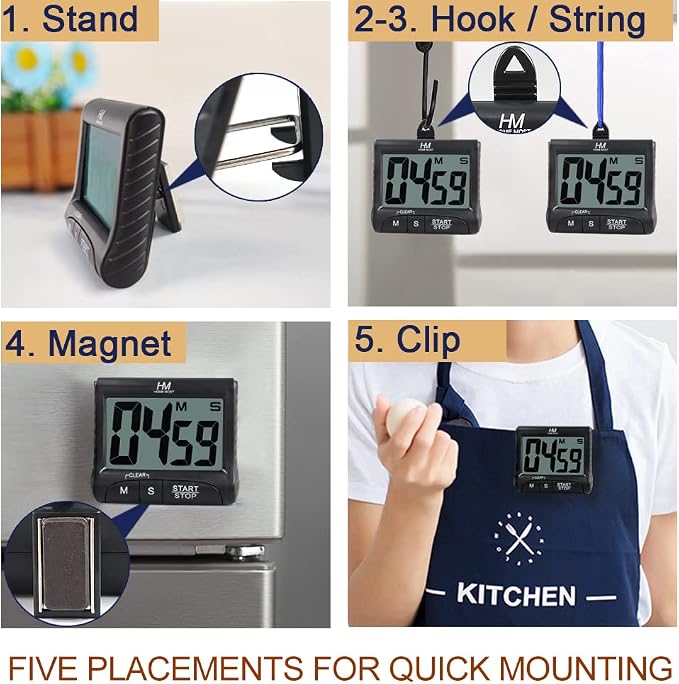 2-Pack Large Display Kitchen Timer - Image 3