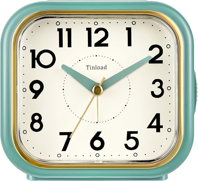 Tinload 4.3" Vintage Retro Analog Alarm Clock, Super Silent Non Ticking Clock by Tinload