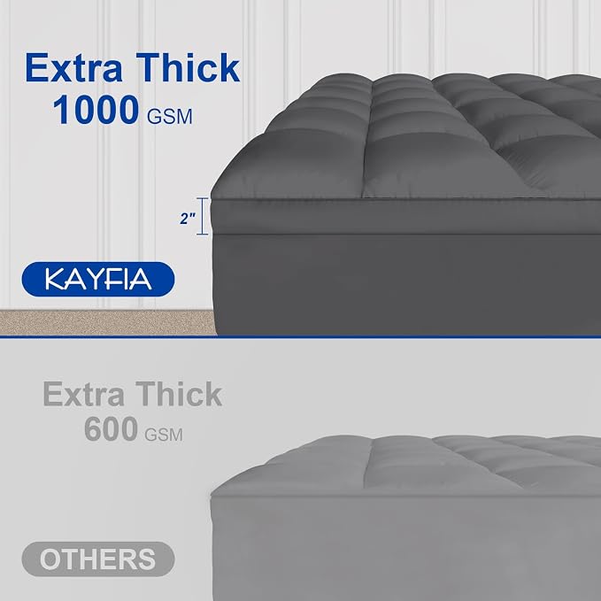 KAYFIA King Mattress Topper, Extra Thick Mattress Pad Cover - Image 2
